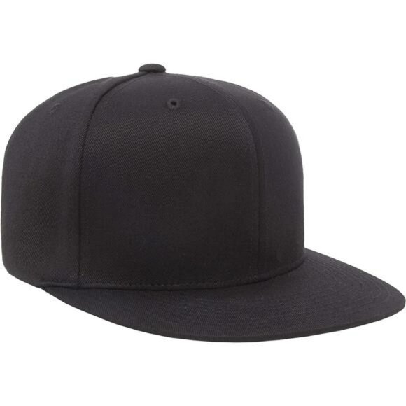 Mens Fitted Baseball Cap Flexfit High Profile Structured Hat Flat Brim Black - Picture 5 of 6